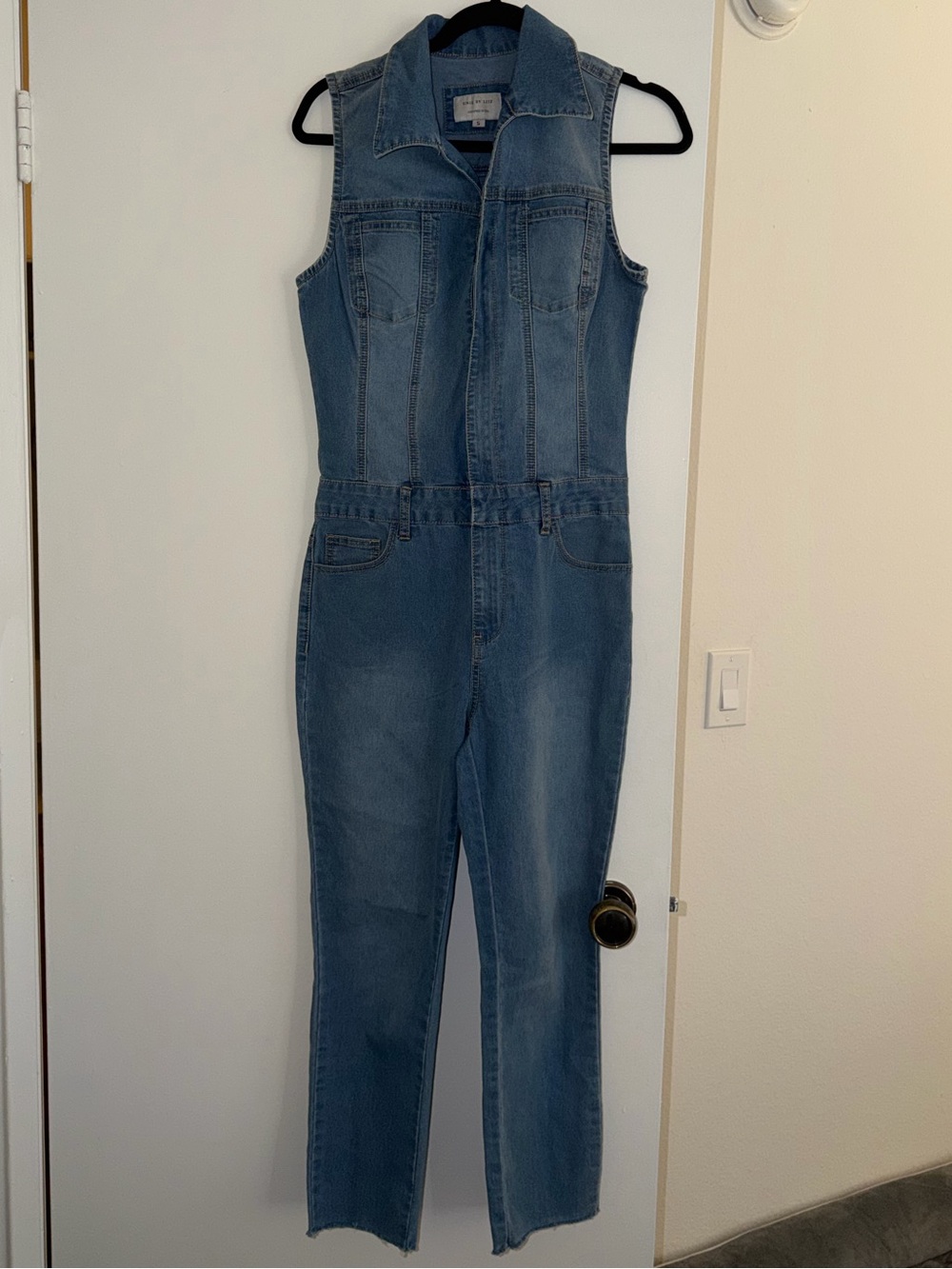 Sleeveless Light Blue Denim Jumpsuit Jeans